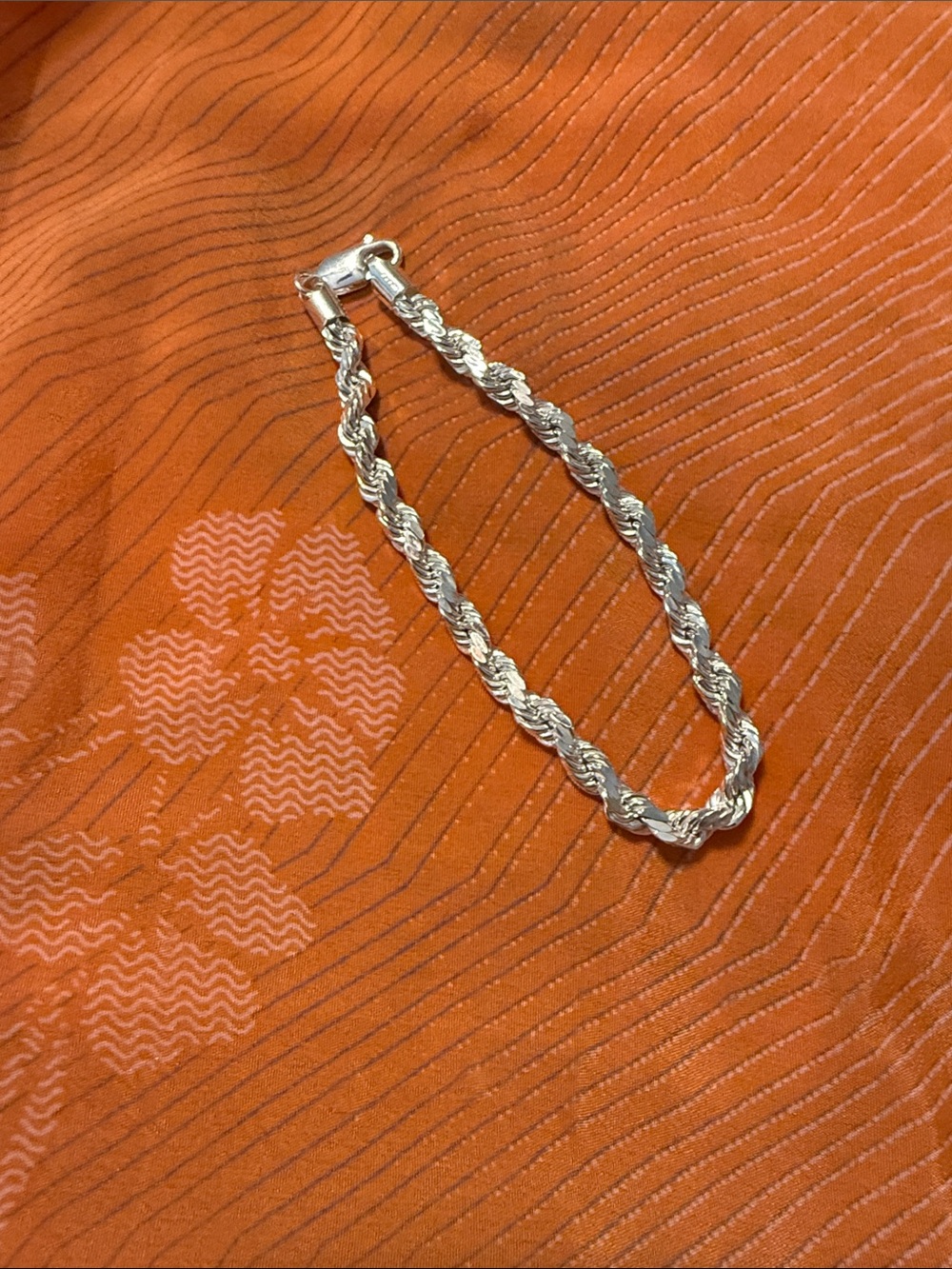 Sterling Silver Rope Chain Bracelet - Silver